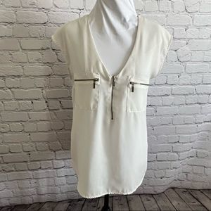 Maurices semi sheer white dress zipped blouse
